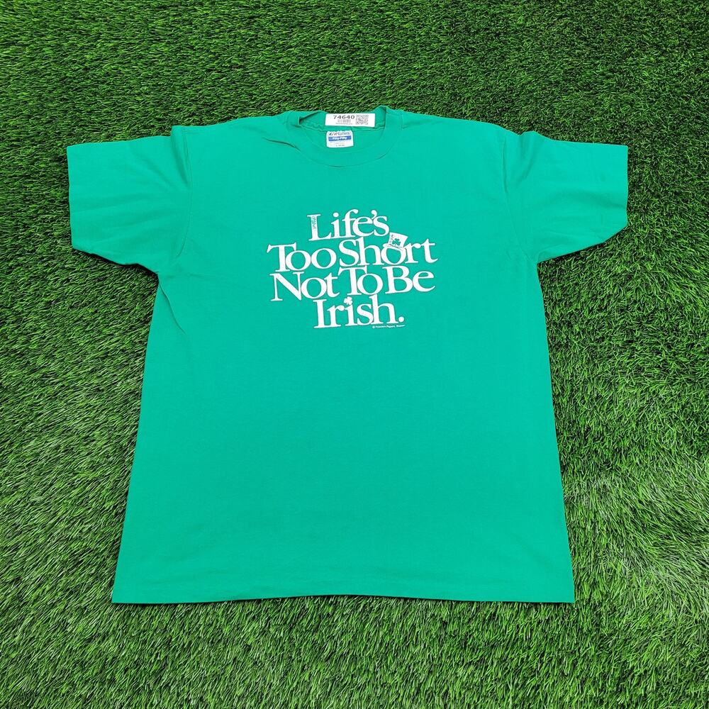 Vintage 80s Irish Shirt Large 22x26 Green